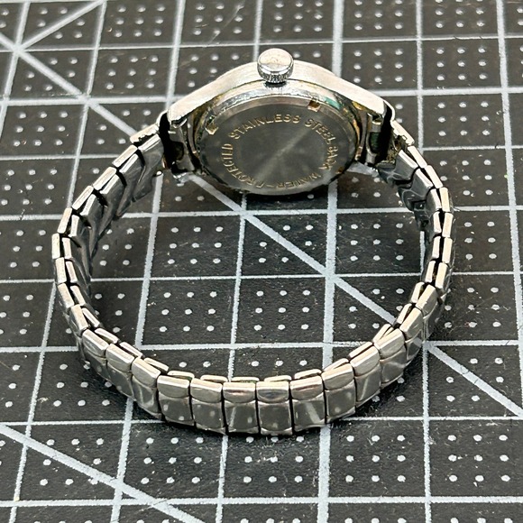 Vintage Buren Watch Silver Tone Cream Dial Arabic Numerals Expansion Band Tested